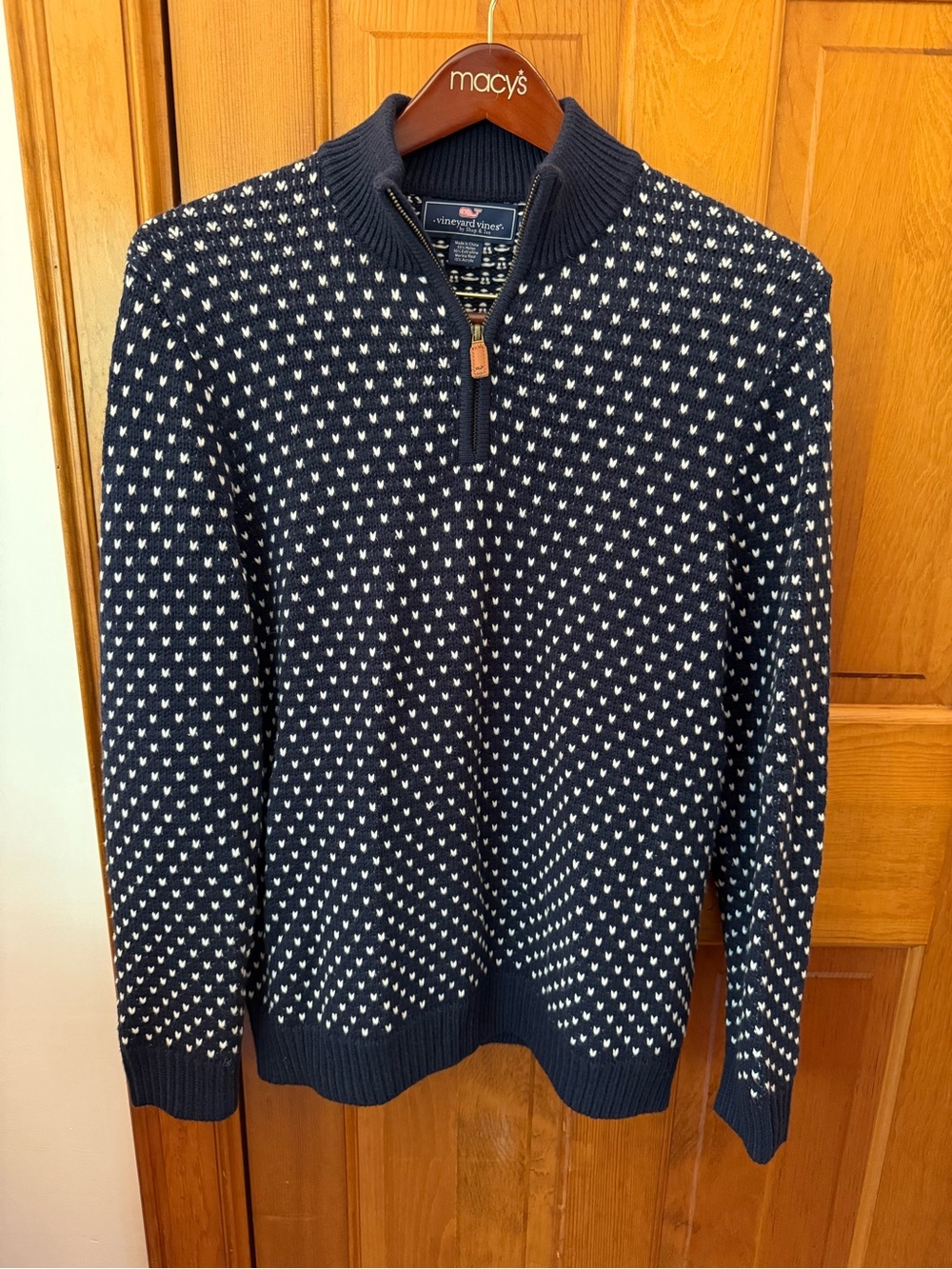Vineyard Vines Navy & White Half-Zip Patterned Sweater